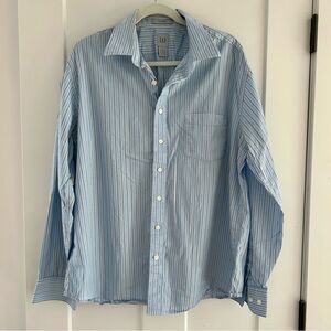 GAP fitted long sleeve button down stripe dress shirt pocket blue XL 17 - 17 1/2